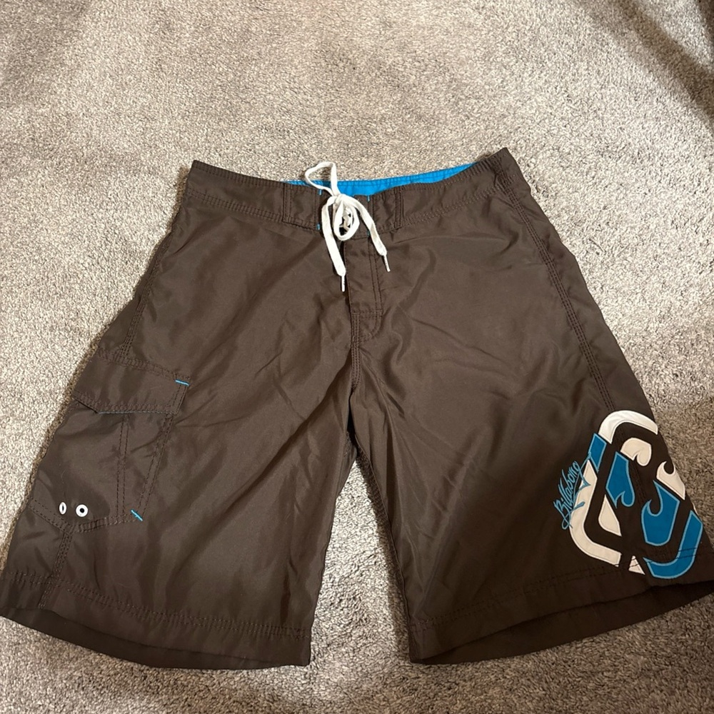 Ellesse Brown Swim Board Shorts with Blue Accents